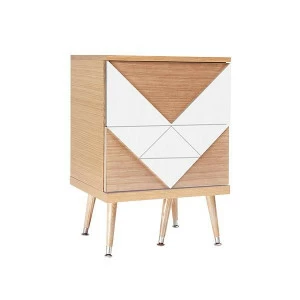 Прикроватная тумбочка с 2 ящиками белая Woo Twins WOODI  00-3965931 Бежевый;белый