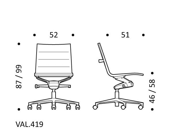 5-спицевое вращающееся офисное кресло с тканевыми колесами ICF Valea ARCH-00111459 - Вид №5