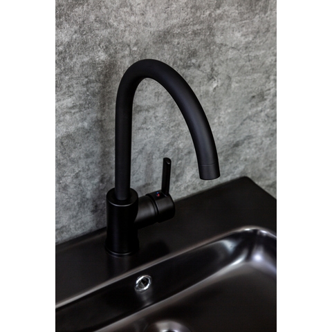 Orange OneLife P04-001b Полимерный смеситель для кухни, цвет: чёрный Хром sun-id-1517139 - Вид №1