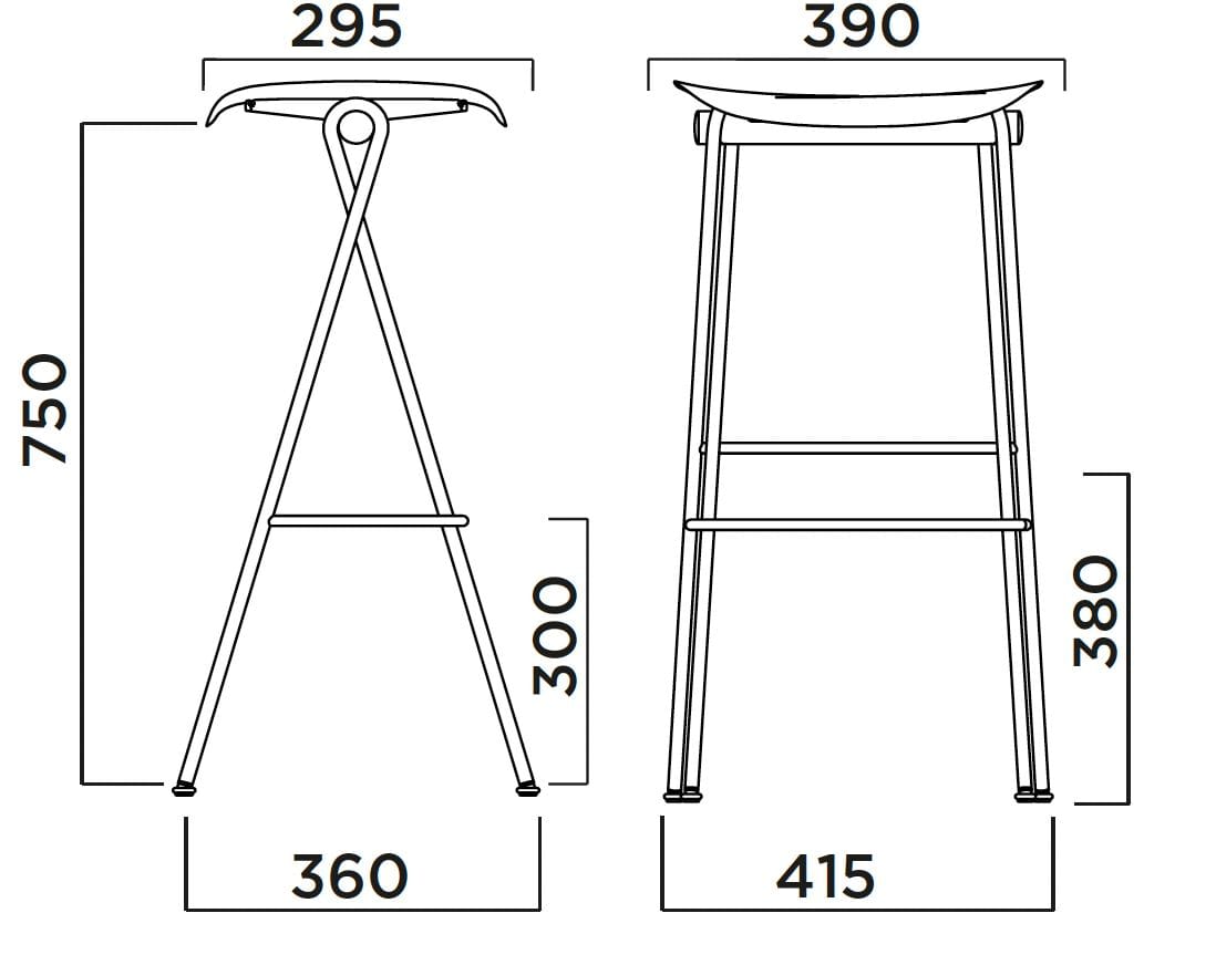 Высокий стальной стул с сиденьем из полипропилена Infiniti флип ARCH-00033494 - Вид №12