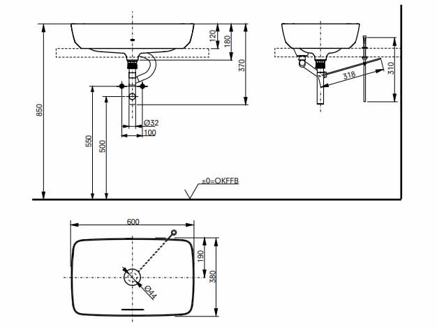 Прямоугольная столешница из галалата TOTO CE PJS06WEE#MW ARCH-00024051 - Вид №4