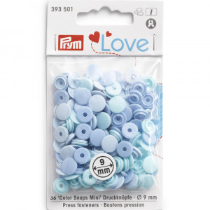 393501 Кнопка PL Color Snaps пластик d 9 мм 36 шт. синие PRYM Prym Love