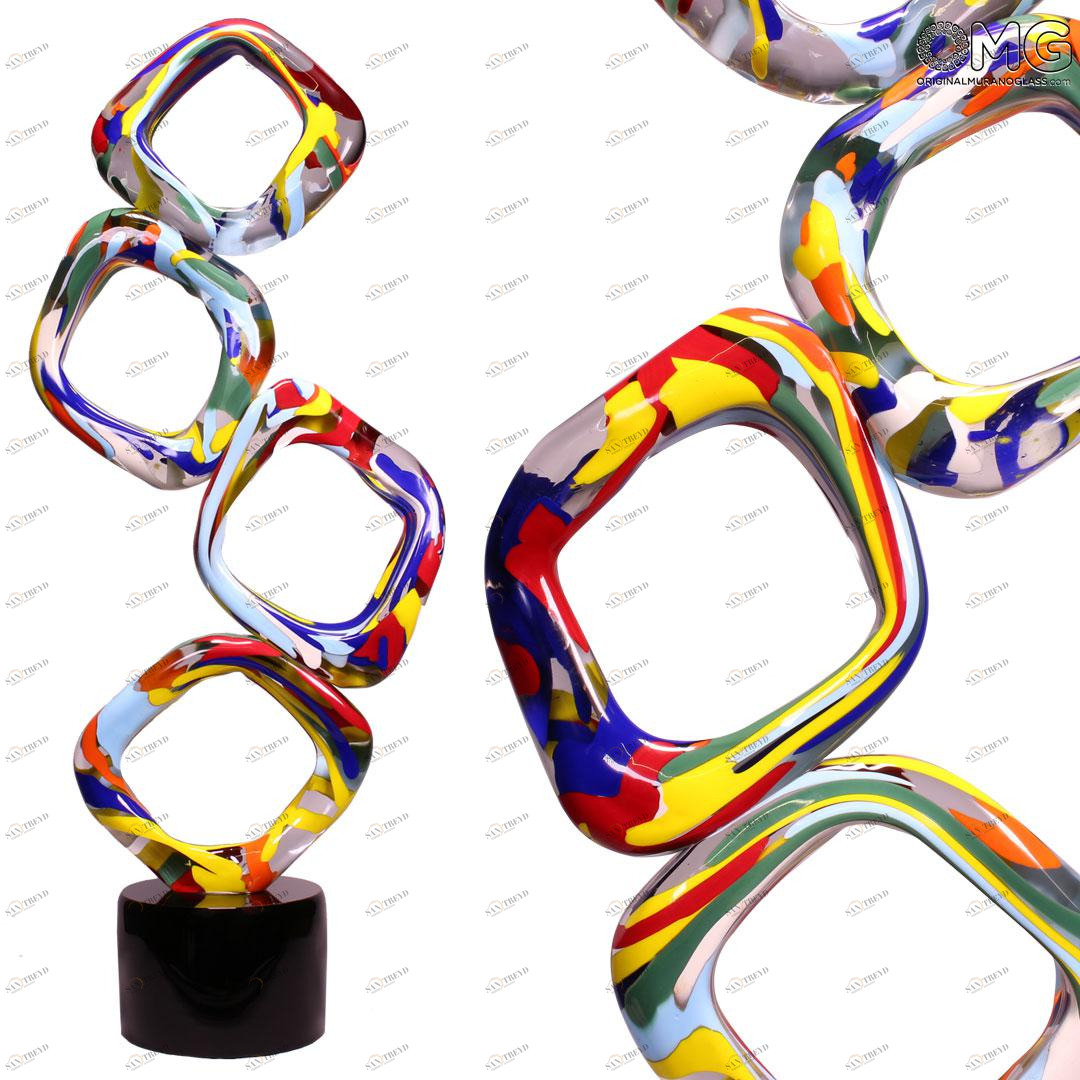 4542 ORIGINALMURANOGLASS Скульптура Кубик Рубика - Красочный всплеск - муранское стекло OMG 47 см 
