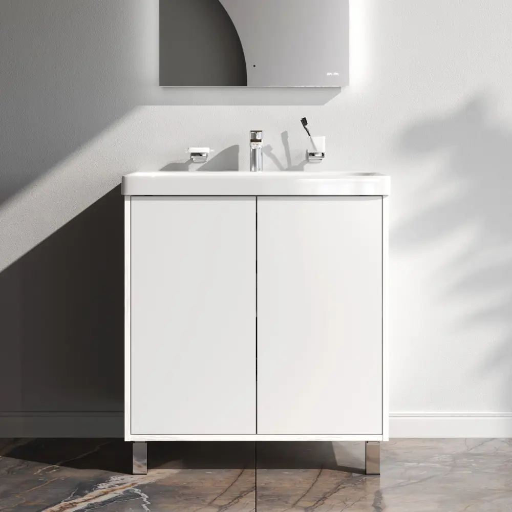 Тумба AM.PM Stern для ванной с раковиной 75 см белый/дерево 89430352 STLM-1571261 - Вид №1