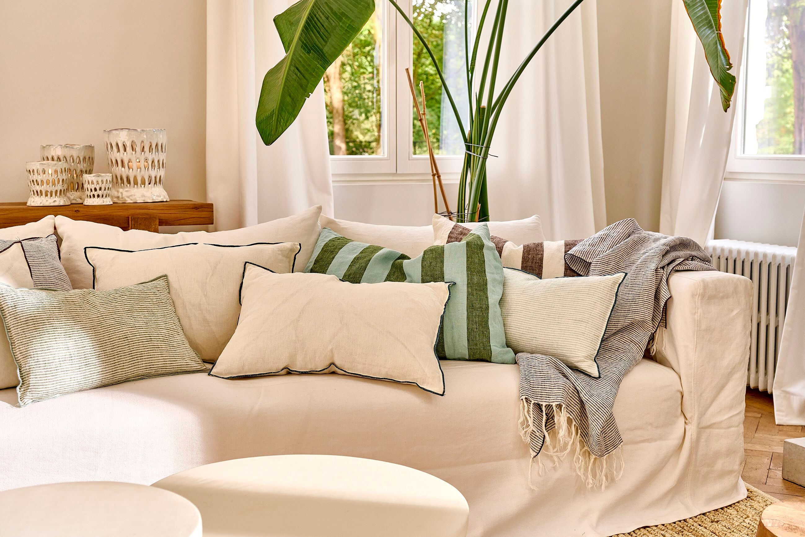 Льняная прямоугольная полосатая подушка POMAX Cirque Magique ARCH-00026190 - Вид №6