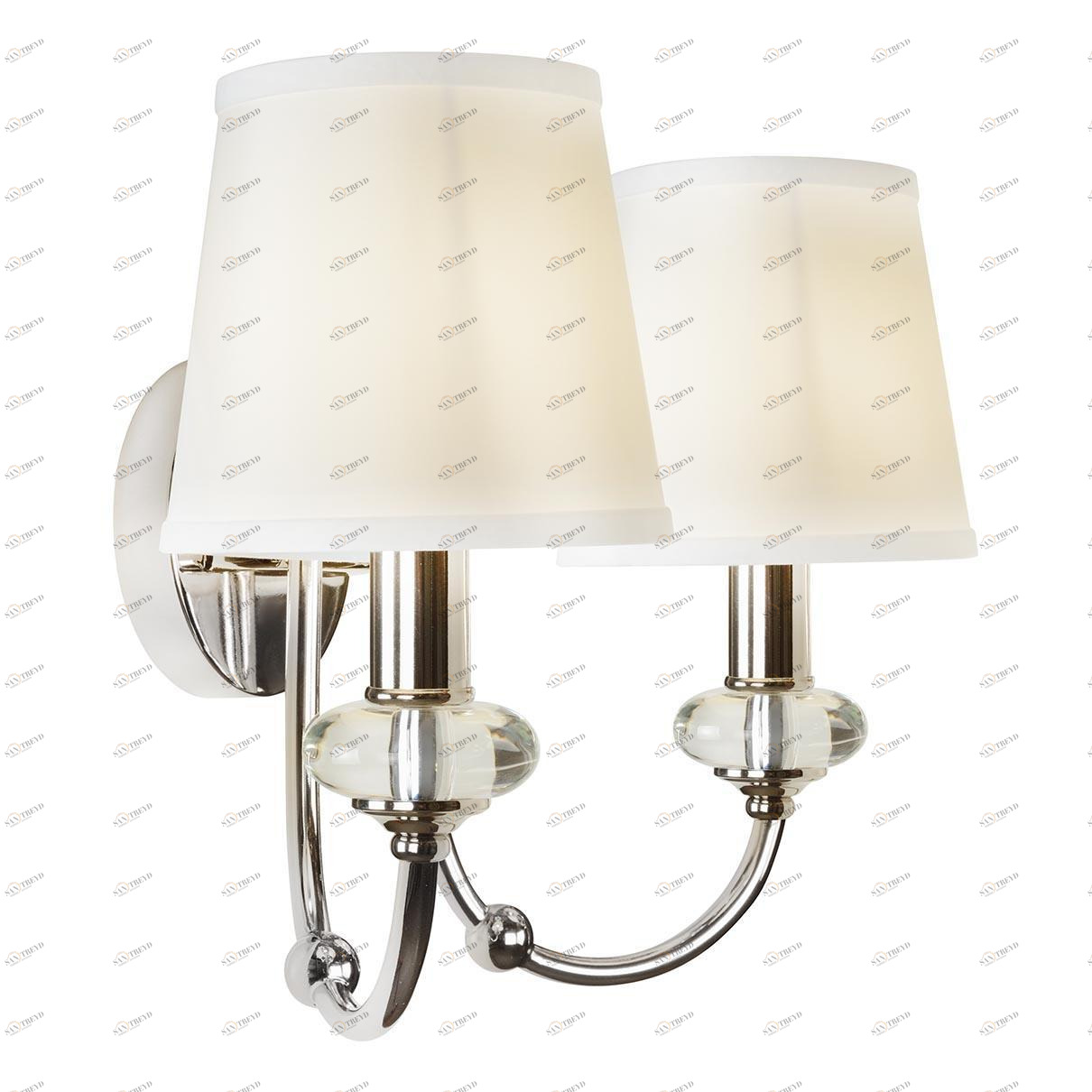 Бра металлическое с абажуром на 2 лампы белое Magic W2344-2 Nic ILAMP MAGIC 00-3949164 Белый;никель