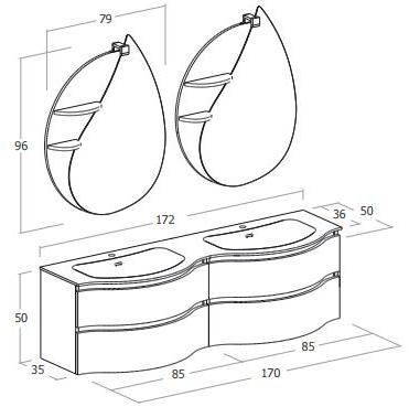 LEGNOBAGNO Двойная подвесная тумба под умывальник с ящиками Urban sun-id-1477482 - Вид №2
