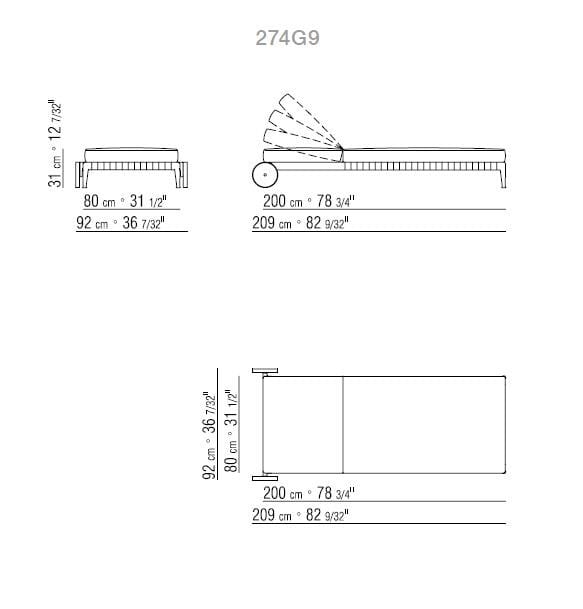 Открытый тканевый шезлонг с колесами Flexform Атлас ARCH-00130352 - Вид №7