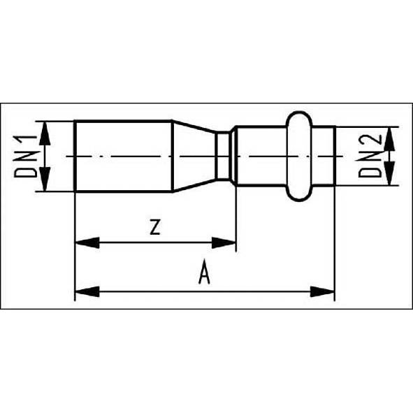 6182435435 SANHA 18243 пр.-фит. нерж., упл.фитон ниппель ВПр-НПр 54ax35 мм  - Вид №1