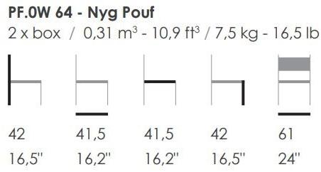 Fenabel Прямоугольный пуф из ткани с обивкой Nyg Pf.0w64 - Вид №2