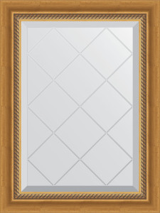BY 4002 Зеркало с гравировкой в багетной раме - состаренное золото с плетением 70 mm EVOFORM Exclusive-G
