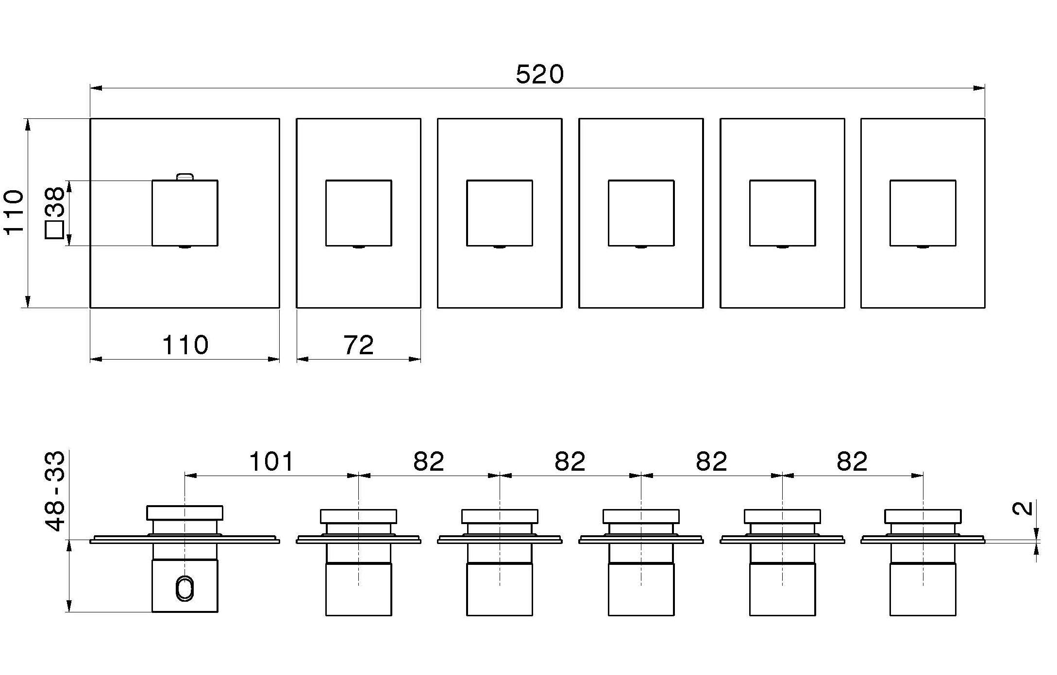 Термостатический смеситель для душа с 6 отверстиями Newform многофункциональные термостаты с 5 выходами ARCH-00117178 - Вид №1