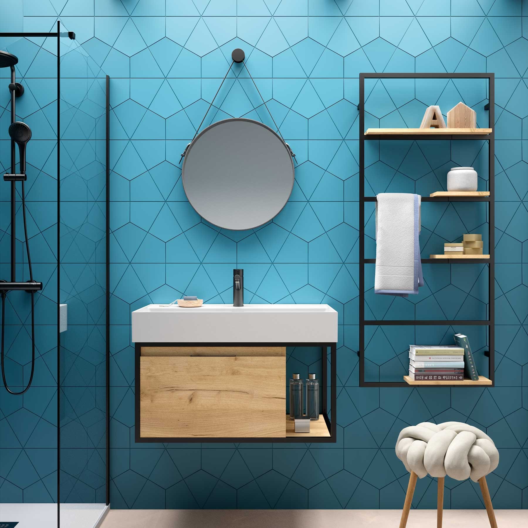 24789 SALGAR Зеркало BARBER 50 MATT BLACK d 510 мм Vinci - Вид №1