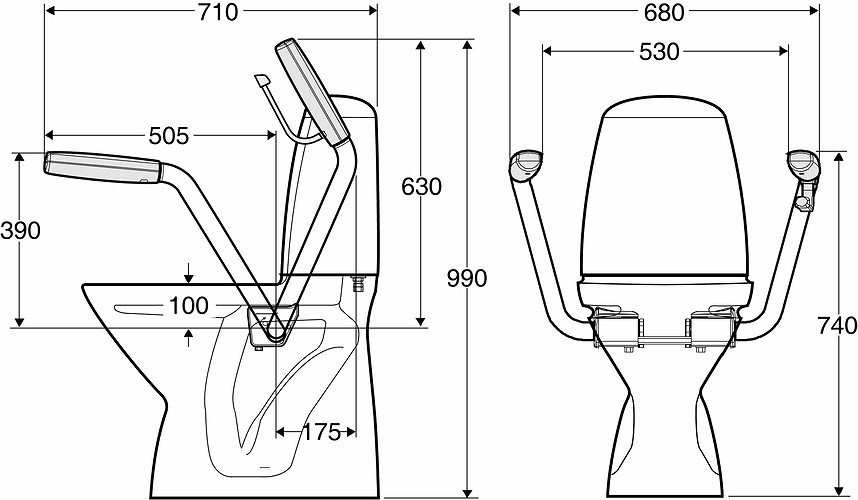 98220 IFO Support подлокотник для унитаза 98126, IFO Support подлокотник правый, держатель для туалетной бумаги в комплекте SIGN - Вид №3