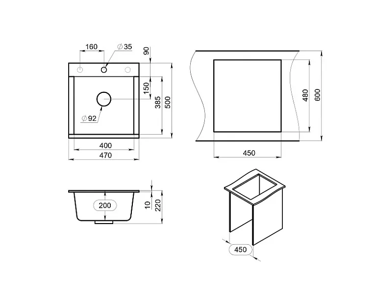 ES-4701, АРКТИК (БЕЛЫЙ), кухонная мойка, кварц, ESTETICA GRANULA 4701-ST217 - Вид №5