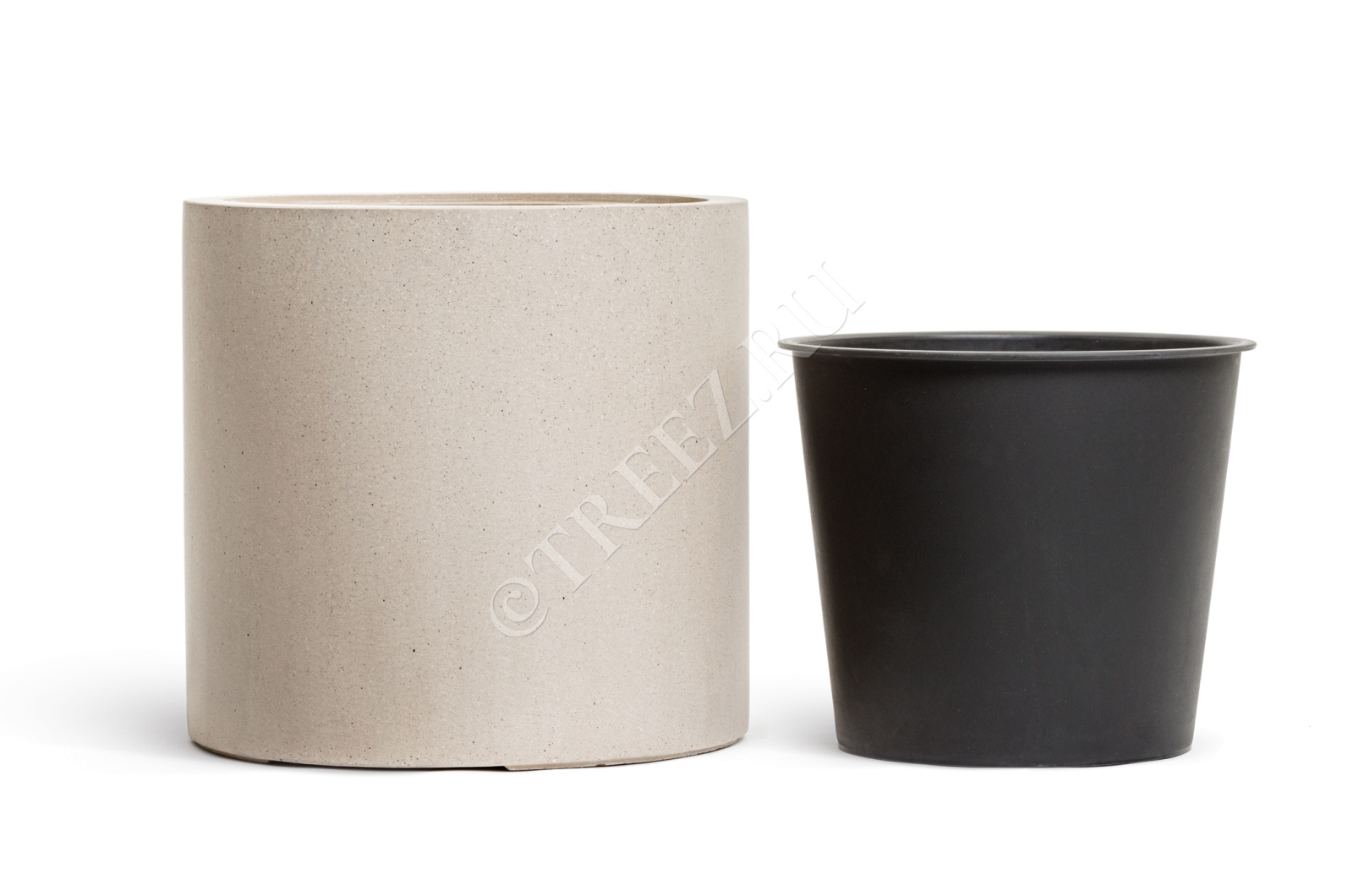 41.3320-02-028-BE-31 Кашпо  Effectory - серия Beton - Цилиндр - Белый песок Цветочная коллекция  - Вид №3