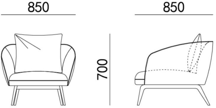 HC28 Cosmo Кресло из ткани с подлокотниками Uovo 32f006 - Вид №2