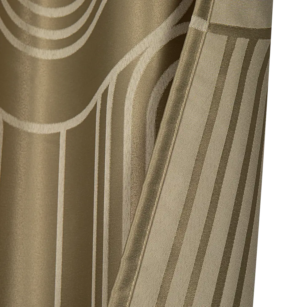 ПАВЛОВО-ПОСАДСКИЙ ШЕЛК | Штора Glamour оливковая с лентой 200x300 см 89231538 STLM-1039101 - Вид №4