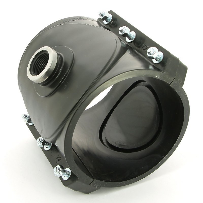 Врезка монтажная 160 x 1 1/4" ВР, 6 болтов, для труб ПНД UNIDELTA 1026160005 - Вид №2