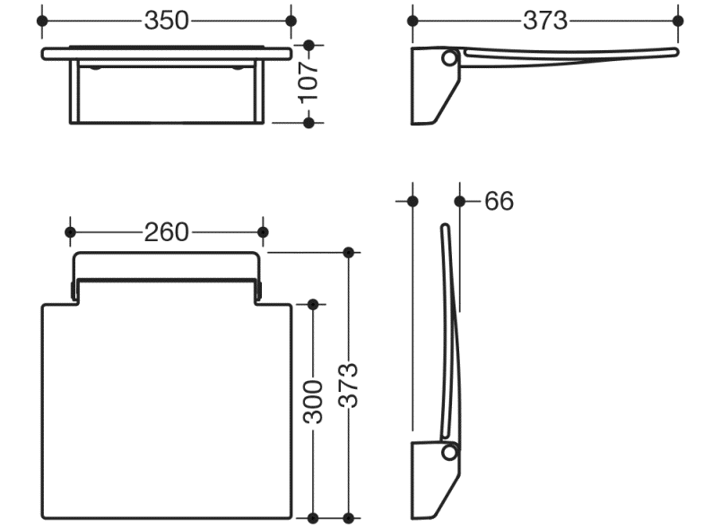 950.51.20090 Складное сиденье 350 HEWI System 800 K  - Вид №1