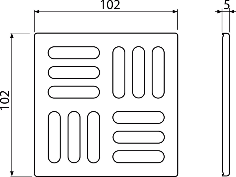 Решетка 102×102 мм нержавеющая сталь AISI 316L ALCAPLAST MPV008 - Вид №1