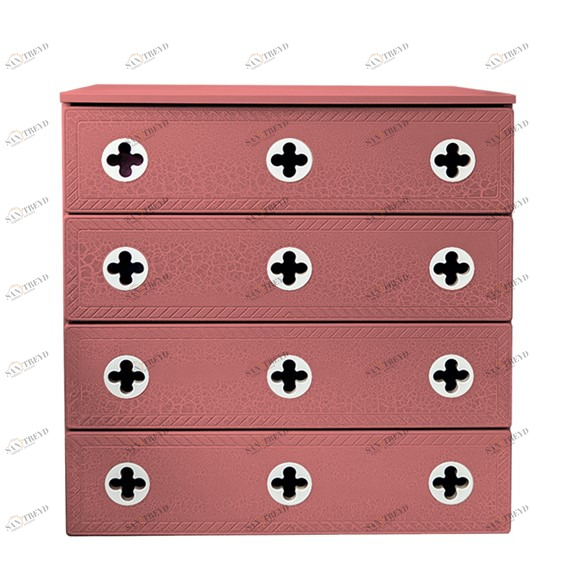 Комод детский с 4 ящиками и декором "Венеция" МАНДАРИН ВЕНЕЦИЯ 178667 Красный Santreyd