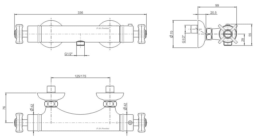 Термостатический смеситель для душа на открытом воздухе Rubinetterie Frattini душевые кабины ARCH-00049421 - Вид №2