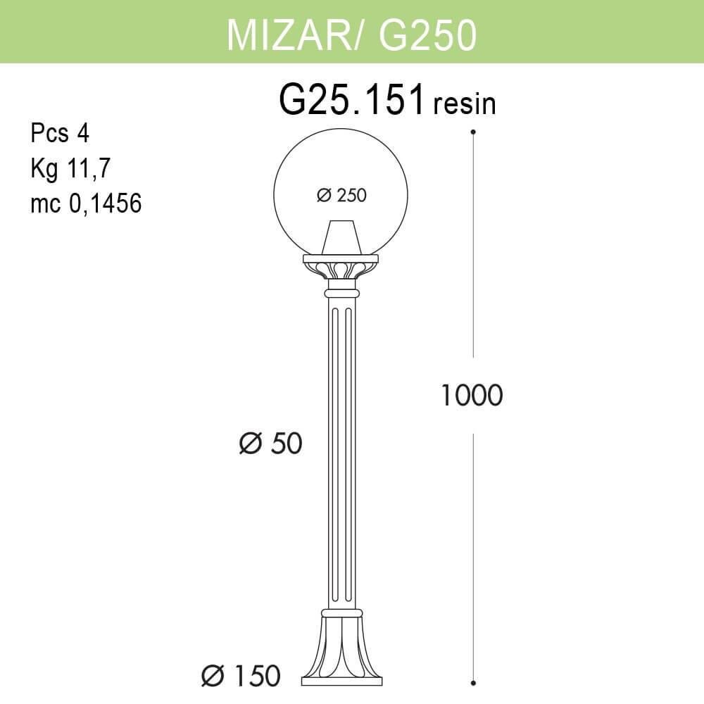 Уличный светильник Fumagalli Mizarr/G250 G25.151.000.AYE27 FUMAGALLI ФОНАРЬ 273200 Черный  - Вид №1