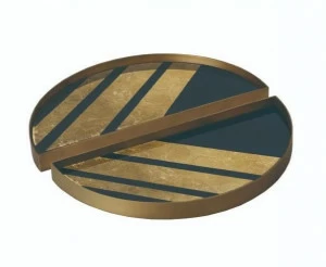 Ethnicraft Круглый стеклянный поднос декорированный вручную Gilded layers 20542