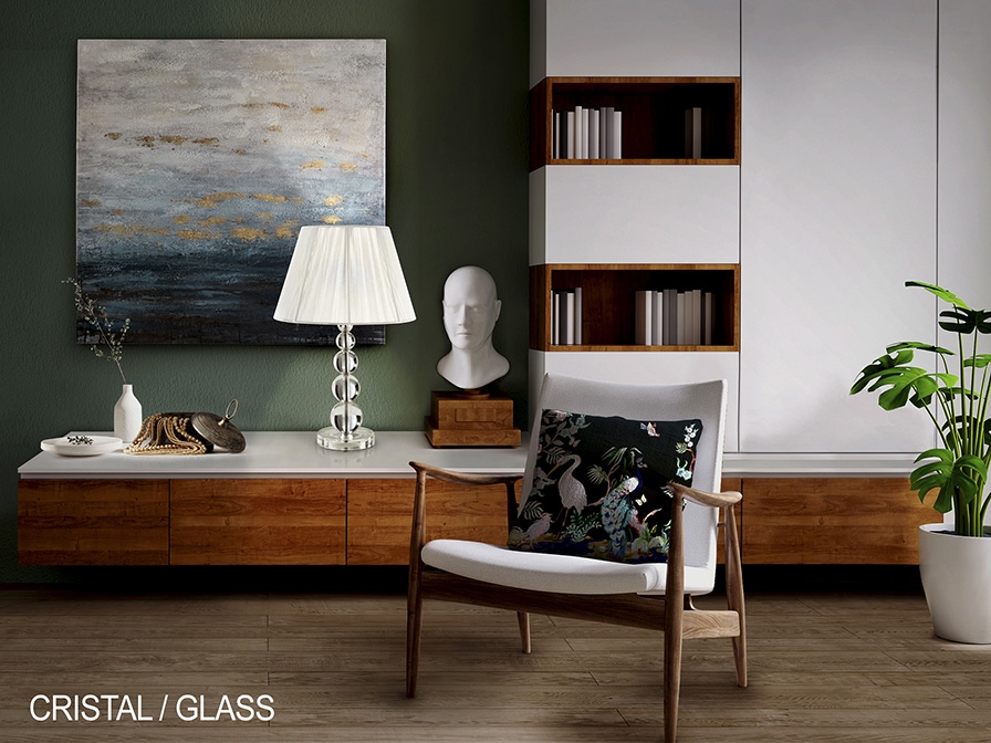 109009 Настольная лампа большая стеклянное основание Schuller Mercury - Вид №2