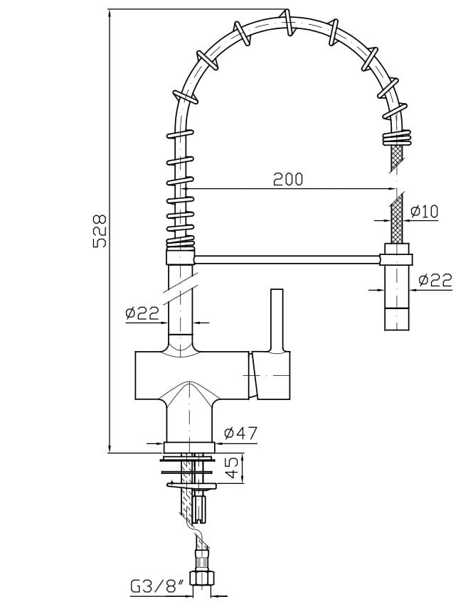 Однорычажный смеситель для кухни с поворотным ручным душем Zucchetti Pan S ARCH-00123326 - Вид №2