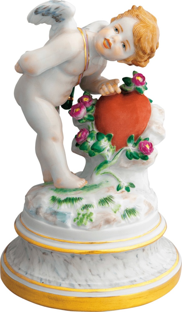 10556954 Meissen Фигурка Meissen "Купидон, постукивающий по сердцу" (Генрих Швабе, 1877-1880 гг.) 16см, п/к Фарфор, Керамика 