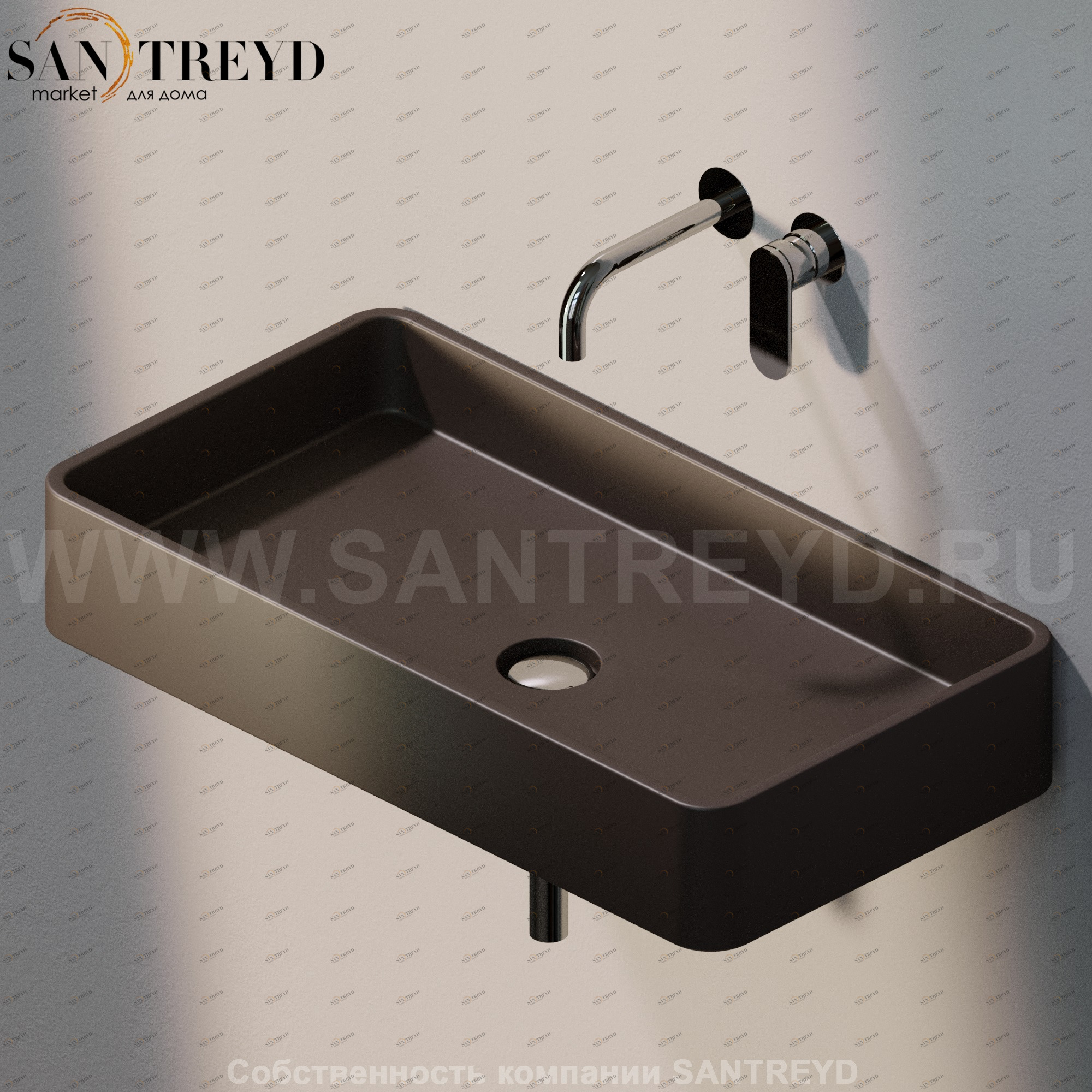 MWL757006 Подвесная раковина настенная прямоугольная Ceramica Flaminia Miniwash черная