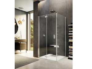 Стеклянная угловая душевая кабина с распашной дверью