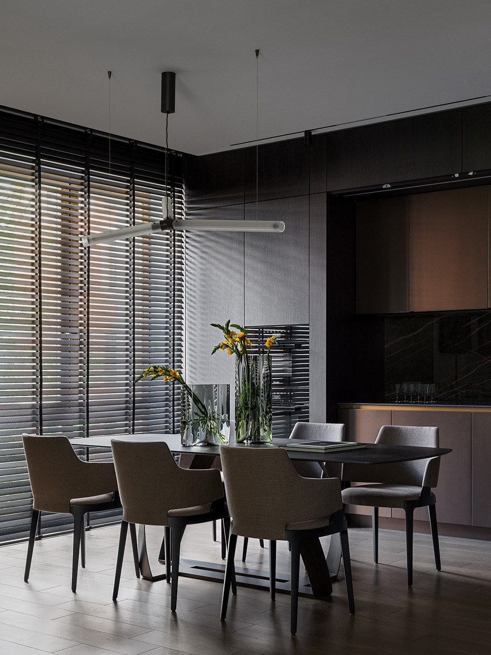 Выдвижная линейная кухня с керамогранитным полуостровом TM Italia Cucine ARCH-00053422 - Вид №4