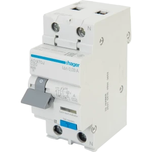 Дифференциальный автомат Hager AD970J 1P N C20 A 30 мА 6 кА A