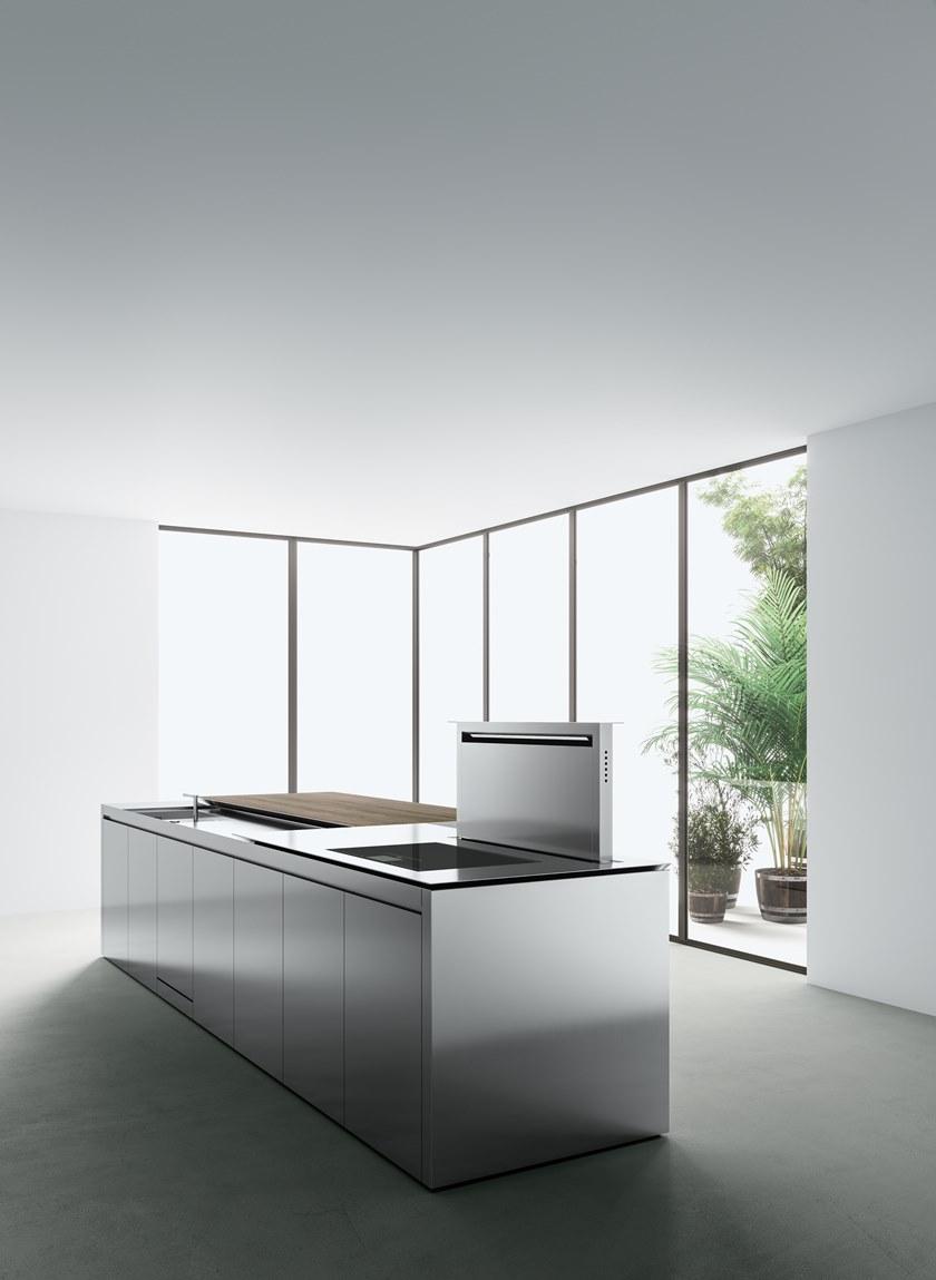 Boffi Кухня из нержавеющей стали и дерева с островом sun-id-1425941 - Вид №7