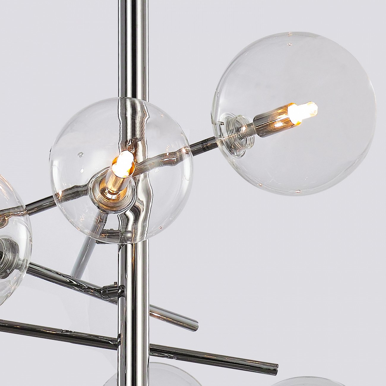 Светильник подвесной на 6 ламп 105х58 см хром Globe Mobile MX19009070-6A DELIGHT COLLECTION ДИЗАЙНЕРСКИЕ 00-3883162 Прозрачный;хром  - Вид №2