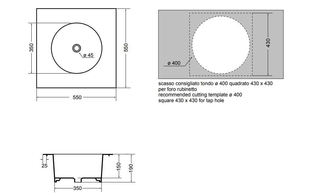 Квадратная раковина с керамической круглой ванной Axa Skyland ARCH-00059272 - Вид №6