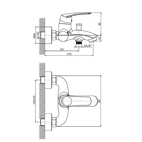 Orange Alfi M18-100cr однорычажный ванно/душевой смеситель Хром sun-id-1516930 - Вид №1