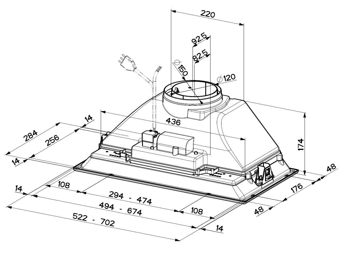 Встраиваемая вытяжка из нержавеющей стали с активированным углем со встроенным освещением класса B FABER INCA SMART C-HC ARCH-00082555 - Вид №2