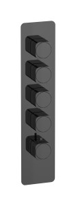 External part of thermostatic 4 ways, square plate, vertical, Coral handle WE ARE IB eua416cfneo_2 Black Chrome Aqua