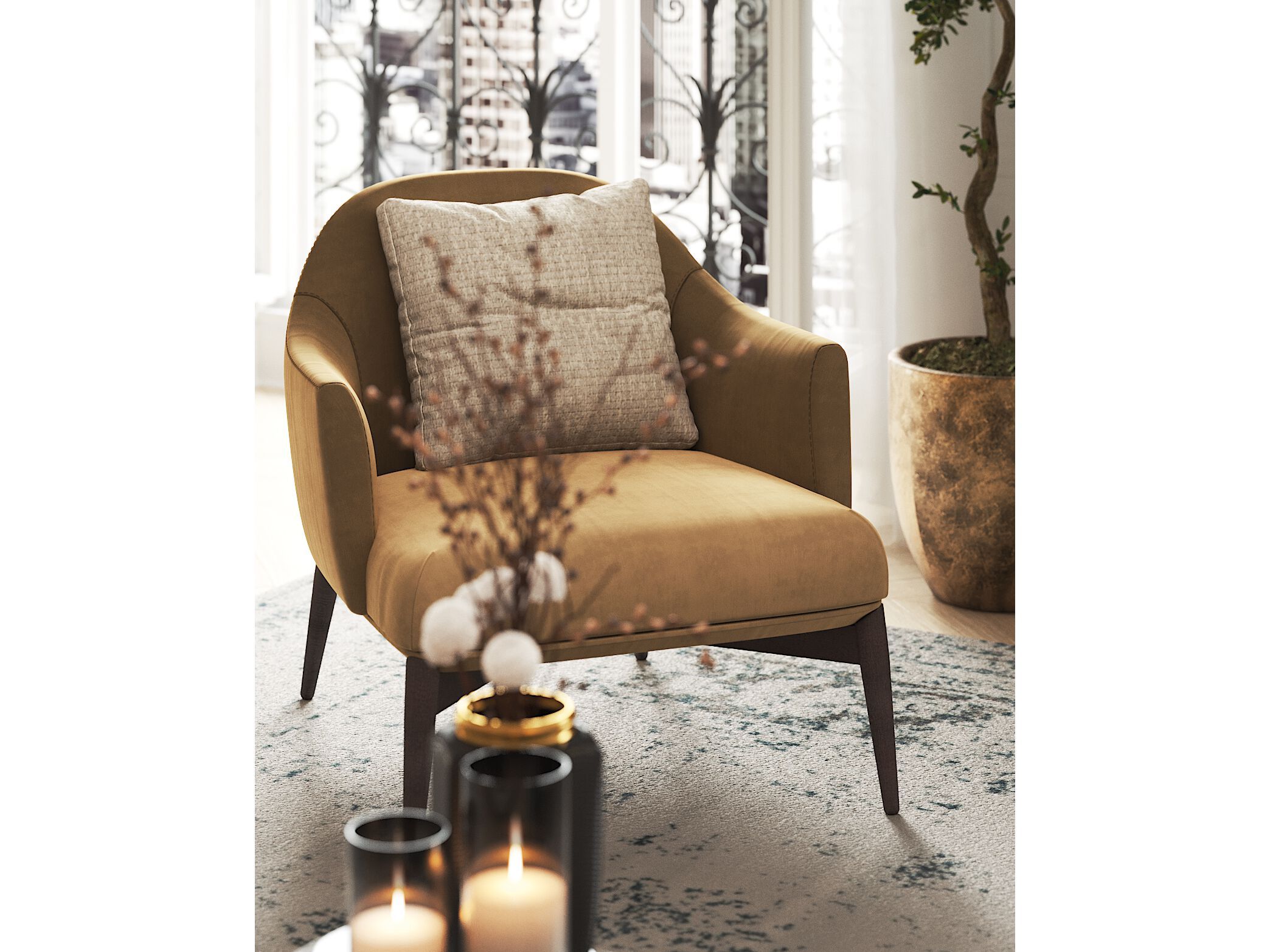 Кожаное кресло с подлокотниками PRADDY Natur ARCH-00063561 - Вид №1