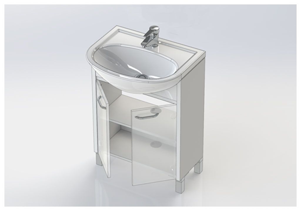 Тумба под раковину Aquanet Донна 60 светлый дуб (2 дверцы) sun-id-275361 - Вид №3