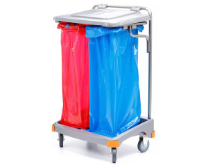 SW057 Тележка для мусора двухкамерная, рама из нержавеющей стали, 2 мешка 70 л, TSO-0018 Merida