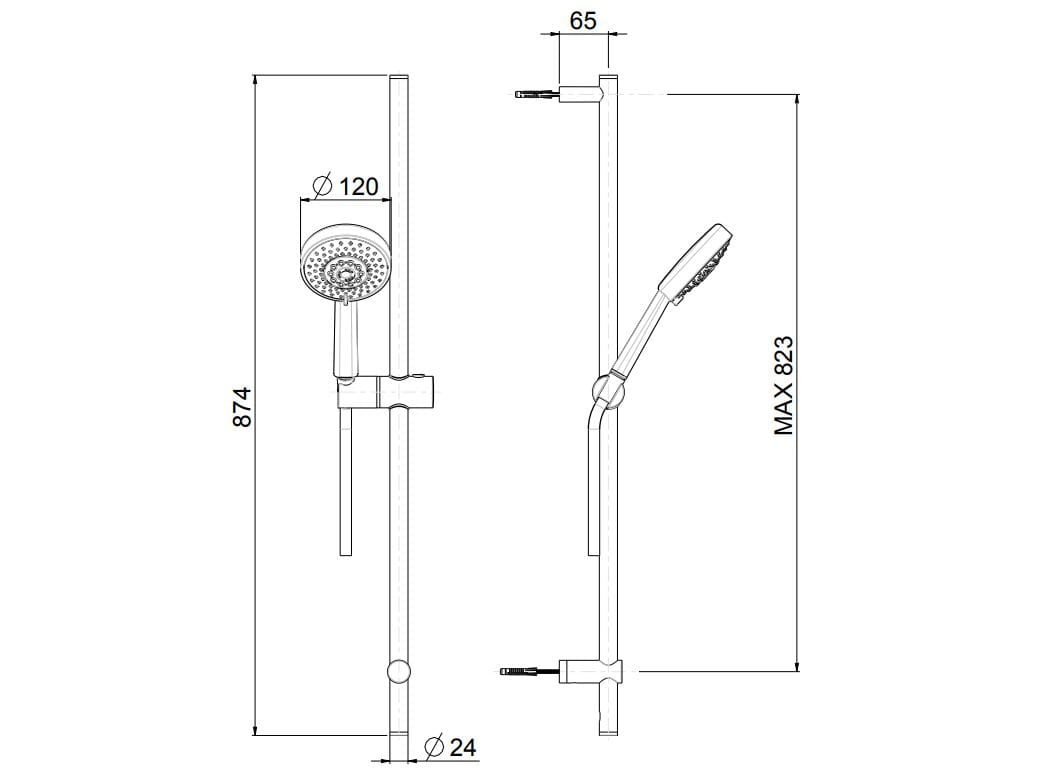 Подъемный стержень с ручным душем Rubinetterie Frattini душевые ARCH-00010662 - Вид №2