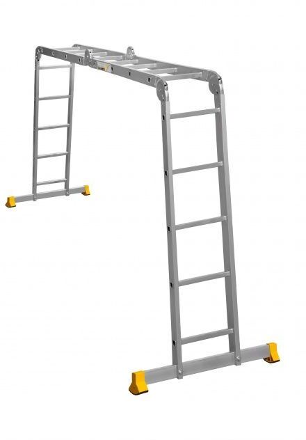 Алюминиевая профессиональная четырехсекционная шарнирная универсальная лестница (трансформер) T445