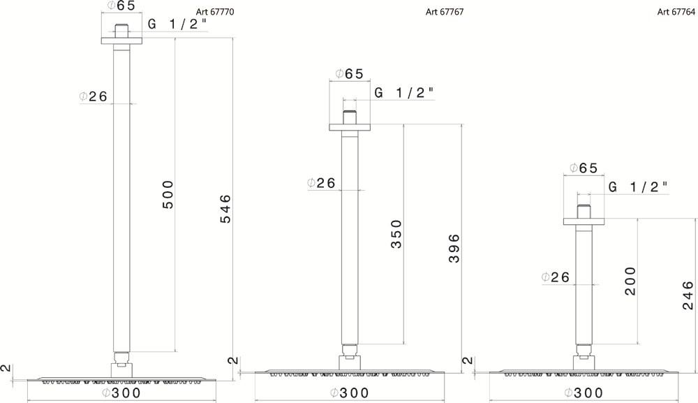 newform Потолочная лейка душа с кронштейном Head showers 67770 - Вид №1