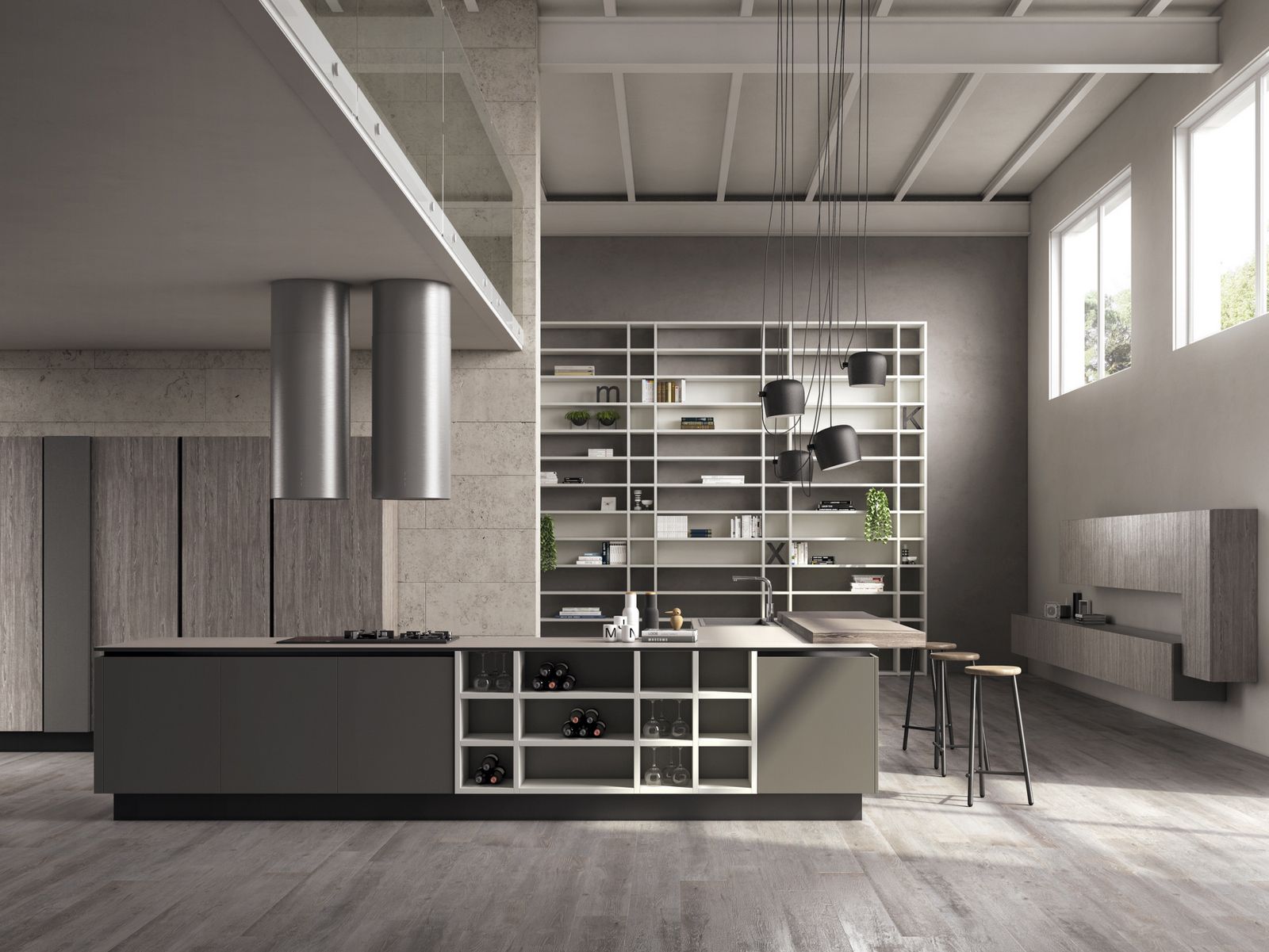Встроенная кухня в HPL с островом Floritelli Cucine Prima ARCH-00112292
