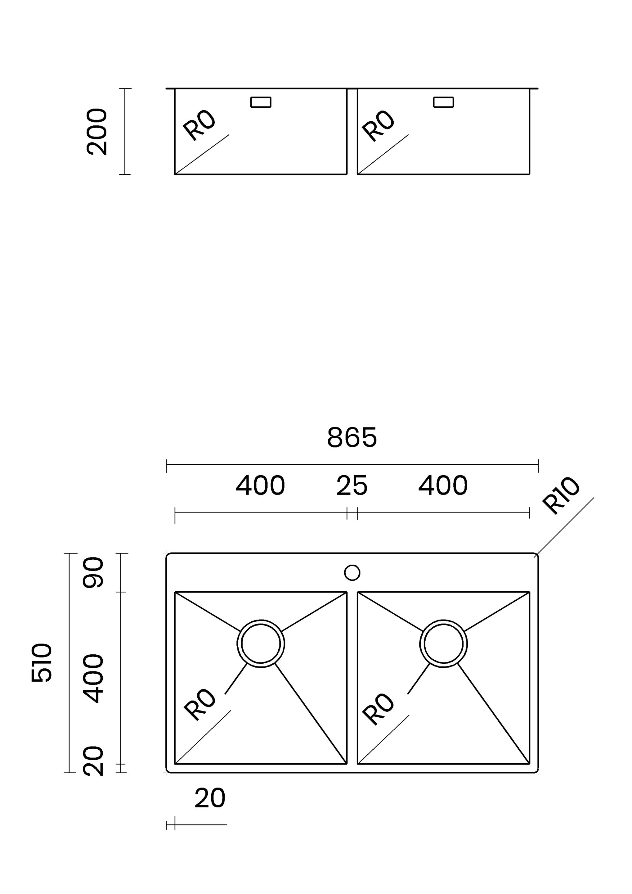2 раковины из нержавеющей стали TASCA нулевой радиус ARCH-00144987